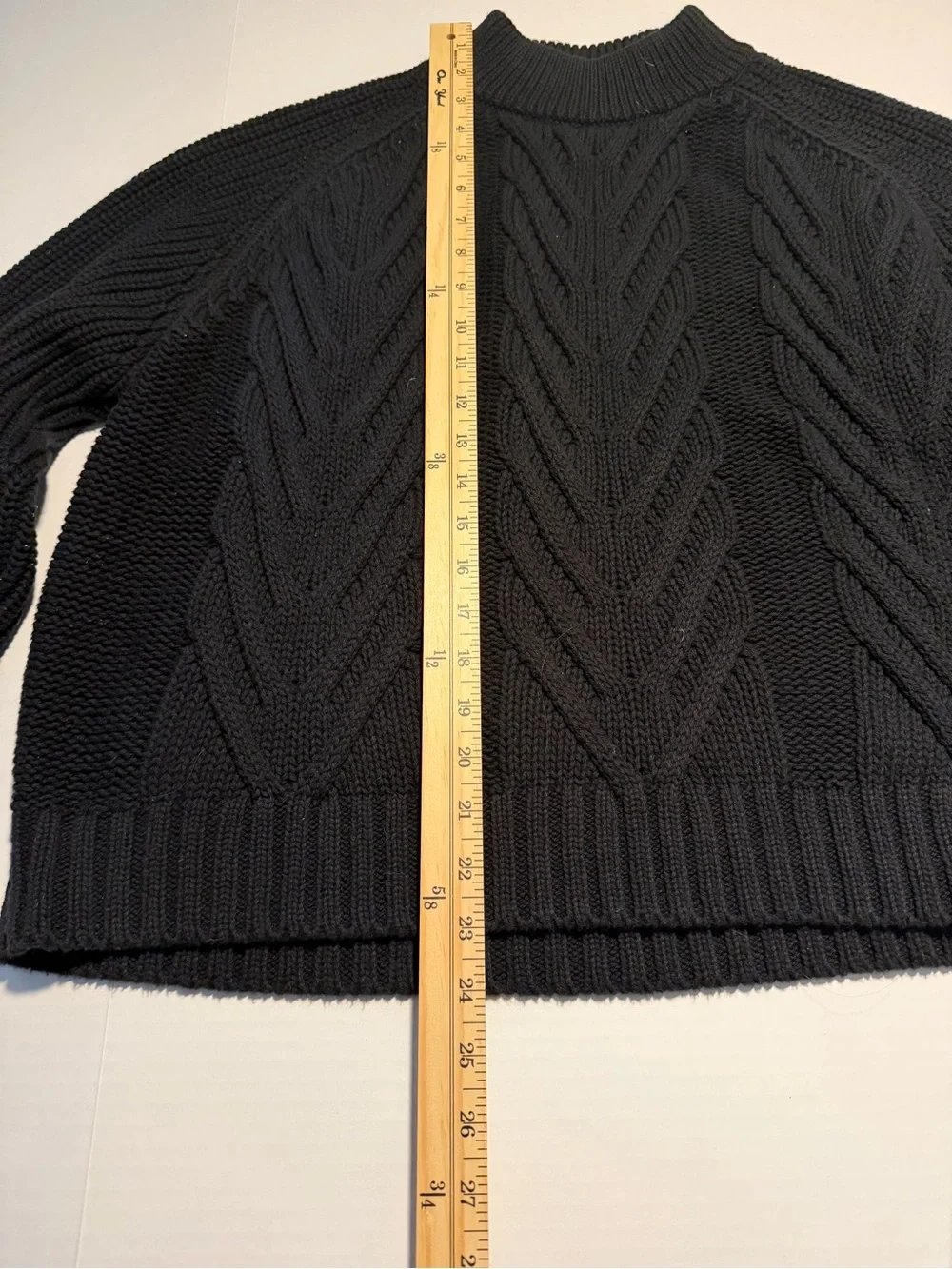 J. Crew Black Cable-Knit Crewneck Sweater